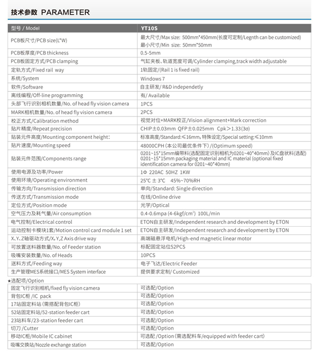 易通YT10S貼片機技術(shù)參數(shù) 易通YT10S貼片機技術(shù)參數(shù)